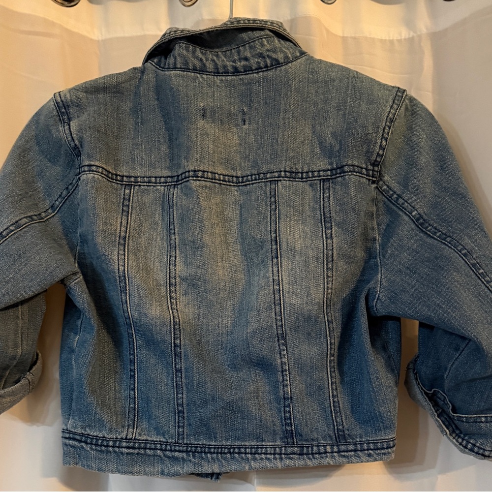 Y2K Cropped Denim Jacket Fitted Jean Jacket Early 2000s - Picture 8 of 10